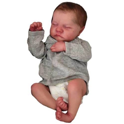 BABYVIVA 45 cm große handgezeichnete Neugeborenen-Babypuppe, handwaschbar, Wiedergeburts-Mädchen-Babypuppe mit beweglichen Armen und Beinen, intime Begleiterpuppe von BABYVIVA