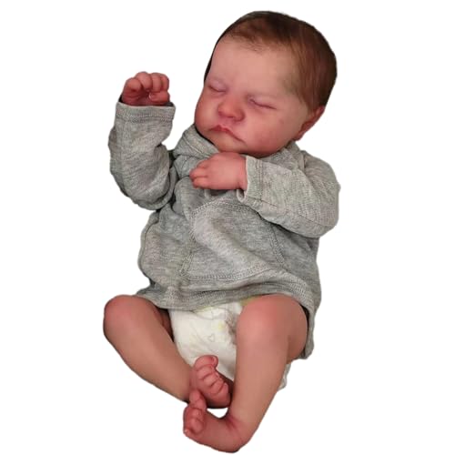 BABYVIVA 45 cm große handgezeichnete Neugeborenen-Babypuppe, handwaschbar, Wiedergeburts-Mädchen-Babypuppe mit beweglichen Armen und Beinen, intime Begleiterpuppe von BABYVIVA