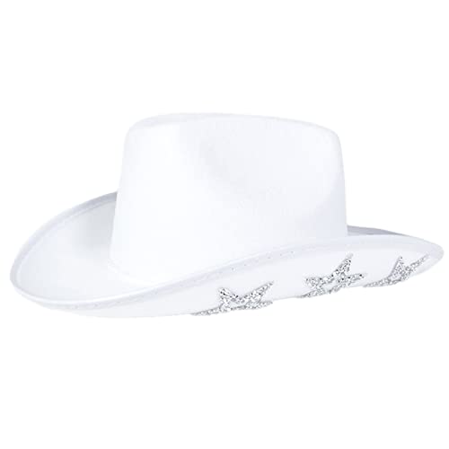 BABYVIVA Cowboyhut, Cowboyhut für Mädchen, glitzernder Cowgirl-Hut mit funkelnden Pailletten, niedlicher Geburtstagsparty-Hut, Kostümzubehör von BABYVIVA