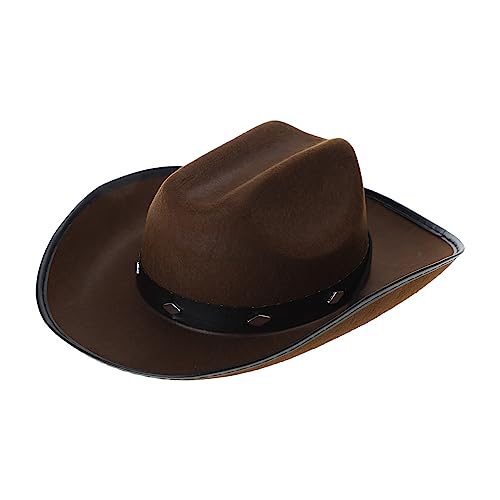 BABYVIVA Cowboyhut, leicht, Nietendekor, Fedora-Hüte für Damen und Herren, dicker Stoff, Cowboy mit Krempe, Western-Filz, lässige Hüte von BABYVIVA