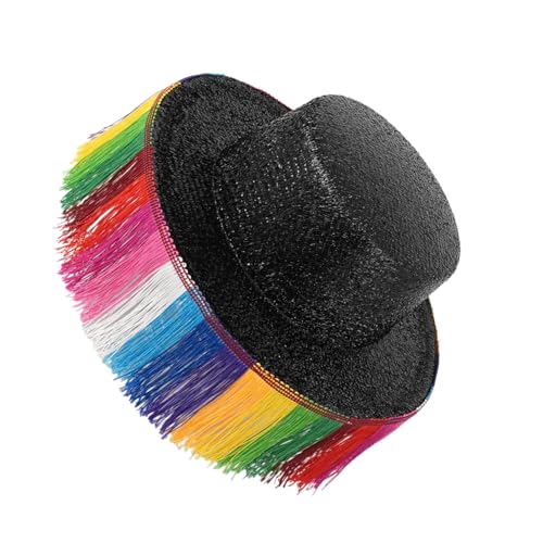 BABYVIVA Cowboyhut, schimmernde Cowboyhüte mit Regenbogenfarbenen Fransen für Abschlussbälle, Bankette, Party, Regenbogenfarben, Cowboyhüte für Erwachsene, zum Fotografieren von BABYVIVA