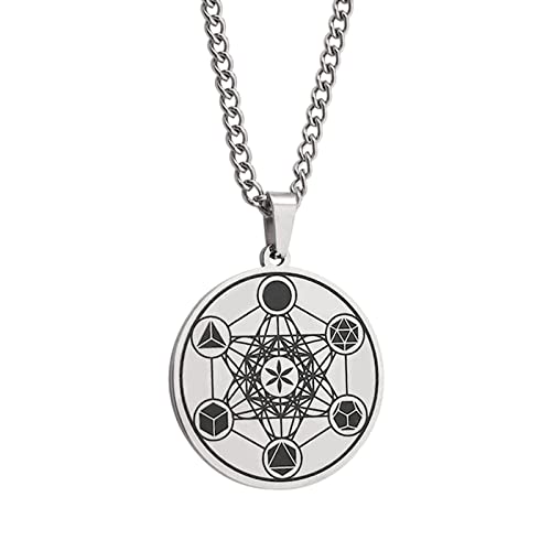 BABYVIVA Edelstahl Metatron Würfel Halskette des Anhänger Yoga Kette Mann Schmuck Geschenk von BABYVIVA