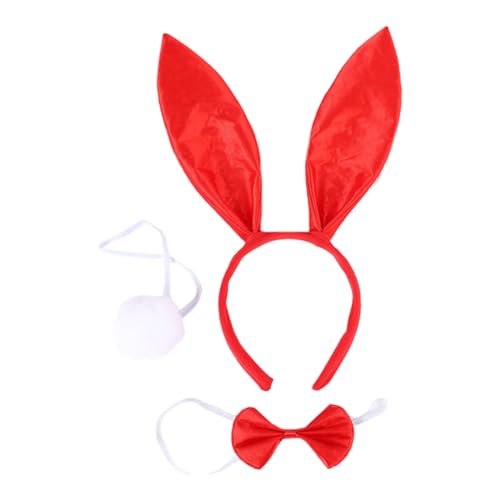 BABYVIVA Haarband 3pcs Cartoon Plüsch Kaninchen Ohr Form Stirnband & Schwanz & Fliege Kostüm Set Requisiten für Ostern Party Karneval Lustiges Kleid von BABYVIVA