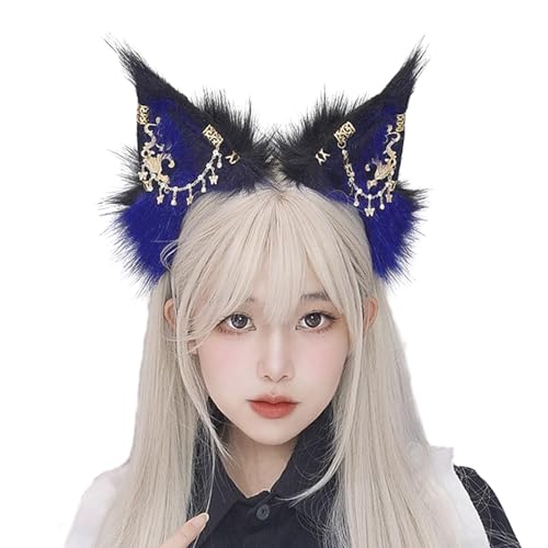 BABYVIVA Haarband Cosplay Katzenohren Haarband mit Legierung Ohrring Frau Teenager Stirnband für Film-Enthusiasten Anime Thema Versammlungen Haarband von BABYVIVA