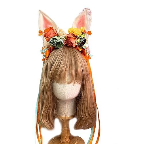 BABYVIVA Haarband für Damen, Blume, Kopfschmuck mit Schleife, langes Band, schönes Kaninchenohren-Haarband, Cosplay, Haarspange, Foto-Requisiten von BABYVIVA