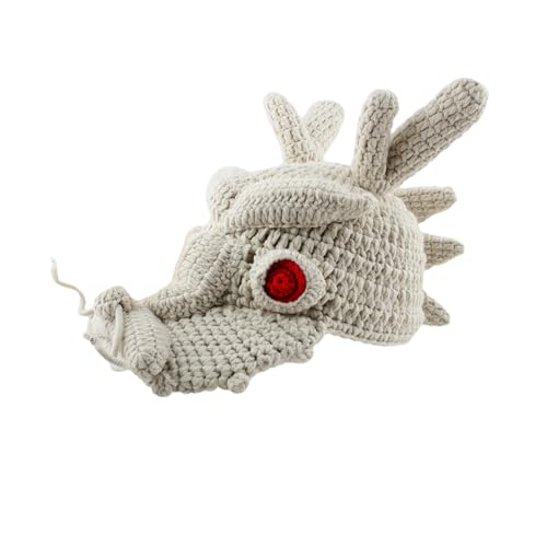 BABYVIVA Handmade Knit Dragon Head Shape Hat Christmas Halloween Decoration Unique Hat Adult Carnival Hat Party Festive Hat von BABYVIVA