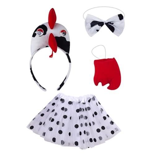 BABYVIVA Hühnchen Kopfbedeckungs Rooster Stirnbänder Bowtie Handschuhe Rock Hühnchen Kostüm Set Tierhaar Reif Für Thanksgiving Day von BABYVIVA