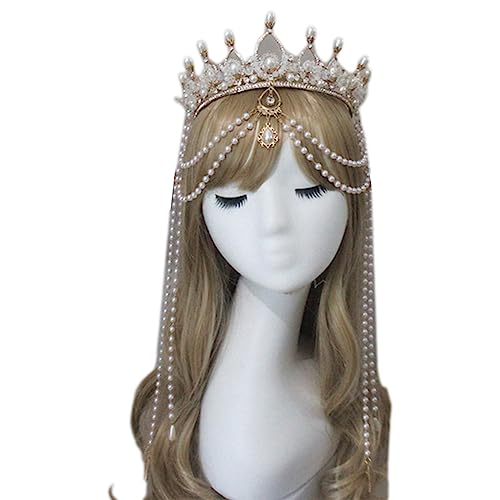 BABYVIVA Krone Perlen Dekor Cosplay Haarreifen Stirnband Kopfschmuck Mond Kopfschmuck Material Paket von BABYVIVA