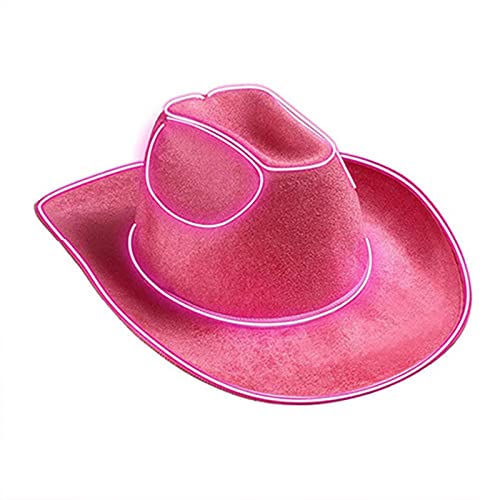 BABYVIVA Leuchtender Cowboyhut, Westernhut, breite Krempe, Party-Hut, Damen, LED-Cowgirl-Hut, Junggesellinnenabschied, Kostüm, Fedoras, Kopfzubehör von BABYVIVA