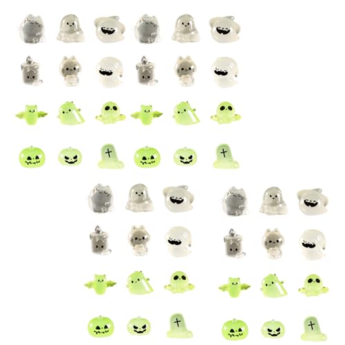 BABYVIVA Packung Mit 48 Halloween Harzfiguren Nachtleuchtende Miniatur Halloween Ornamente Für Festival Puppenhäuser Szenendekorationen von BABYVIVA