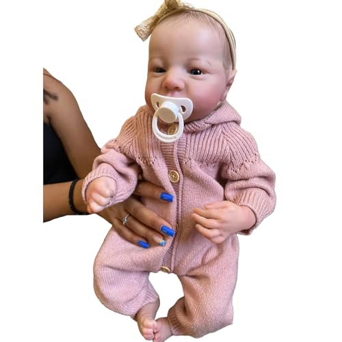 BABYVIVA Puppe mit E-Jungen-Augen offen/geschlossen, handgefertigt, weiße Haut, neugeborener Junge in Kleidung, Silikonpuppe für Kinder von BABYVIVA