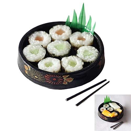 BABYVIVA Puppenhaus Skaliertes Sushi Essen Mit Teller Tablett 4-teiliges Set Für W/Stäbchen Interaktive Rolle Für Spielspielzeug Teenager X von BABYVIVA