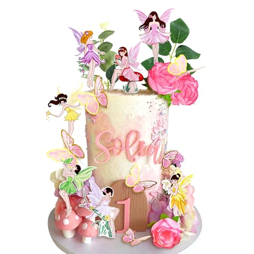 29 Stück Fairy Cake Toppers Pilz Tortendeko Pilz Haus Torten deko Fee Cake deko Garten Feen Tortendeko Feen Partybedarf von BACH AND BOOZY