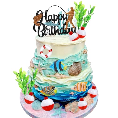 Fishing Cake Topper Angeln Geburtstag Dekorationen Gone Fishing Cake Topper Angeln Geburtstag Party Dekorationen für den Ruhestand Farewell Birthday Party Supplies von BACH AND BOOZY