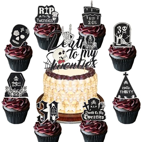 RIP 20s Cupcake Toppers Tod zu meinen 20ern Cake Toppers RIP zu meinen 20ern Geburtstag Dekorationen Tod zu meinen Zwanzigern Party Dekorationen 30 von BACH AND BOOZY