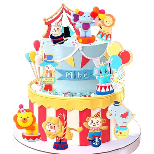 Zirkus Kuchen Topper Tiere Kuchen Dekoration Karneval Cupcake Topper Clown für Zirkus Geburtstag Party Babyparty Supplies von BACH AND BOOZY