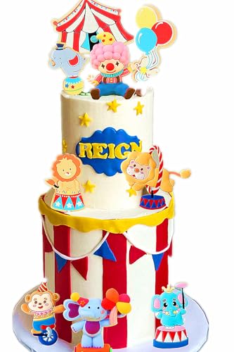 Zirkus Kuchen Topper Tiere Kuchen Dekoration Karneval Cupcake Topper Clown für Zirkus Geburtstag Party Babyparty Supplies von BACH AND BOOZY