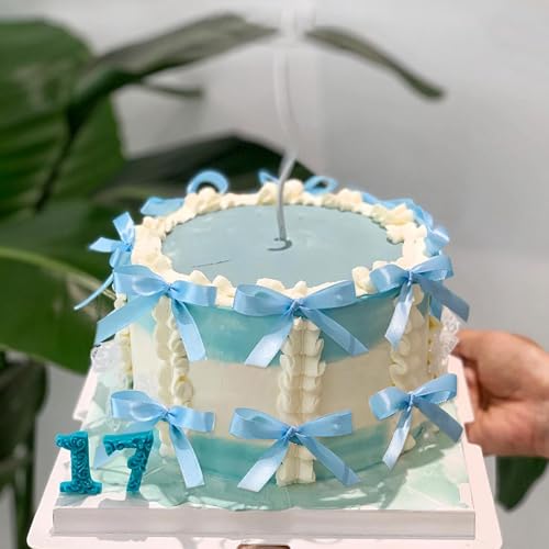 Blaue Schleife Tortenaufleger Schleifenknoten Bänder Schleife Torte Dessert Picks für Dekorationen Braut Babydusche Hochzeit Geburtstag Party Dekoration von BACH AND BOUJEE