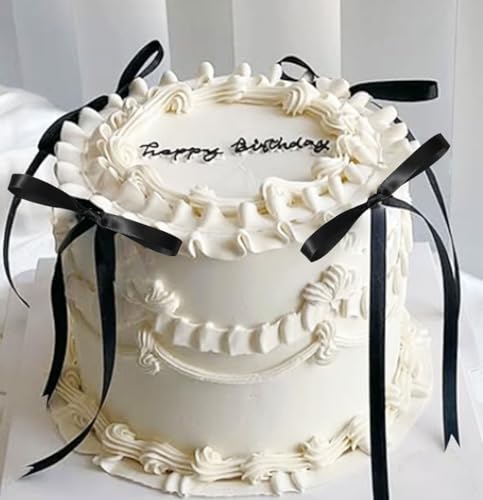 Schwarze Schleife Tortenaufleger Schleife Knoten Bänder Schleife Torte Dessert Picks für Dekorationen Braut Babydusche Geburtstag Hochzeit von BACH AND BOUJEE