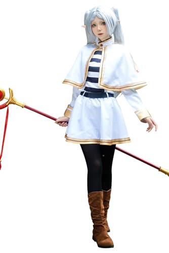 BAEHEU Frieren Weiß Anzug Sousou no Frieren Kostüm Frauen Anime Weiß Cosplay Outfit Halloween Karneval Anzug S von BAEHEU