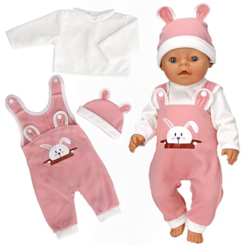 YHGETSUM Kleidung Outfits für Baby Puppen Kleidung Puppenkleidung 35-43 cm Newborn Baby Puppe Kleidung Zubehör mit Hut Langarm Hose Geschenk für Kinder Mädchen Jungen - Hasen von YHGETSUM