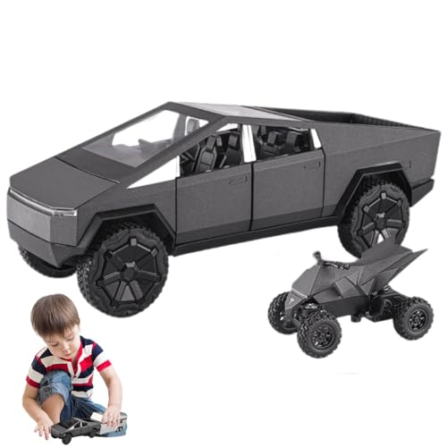 1/24 großer Pickup-Truck mit Wohnmobil und Motorrad, Modell-Pickup-Truck, Spielzeug-Mini-Trucks, Druckguss-Pickup-Anhänger, Wohnmobil-Modell, Spielzeug-Truck mit Sound und Licht, Rückzug(A(black)) von BAFRA