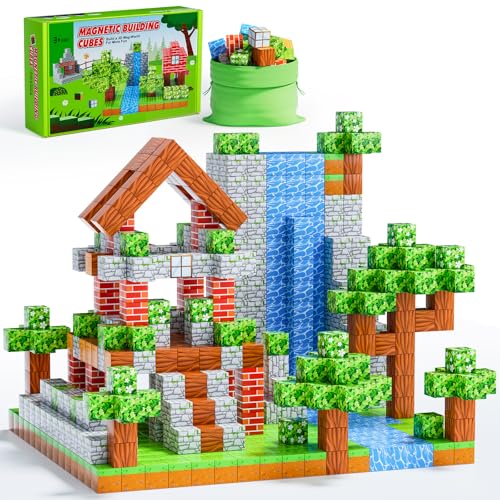 BAHAGULY Magnetische Bausteine 120 Teile, Baue Mine Magnet Welt Set Magnetisches Fliesen Kinder Spielzeug Geschenk für Jungen und Mädchen von 3+ 4 5 6 7 8 Jahren Kreative Kinderspielzeug von BAHAGULY