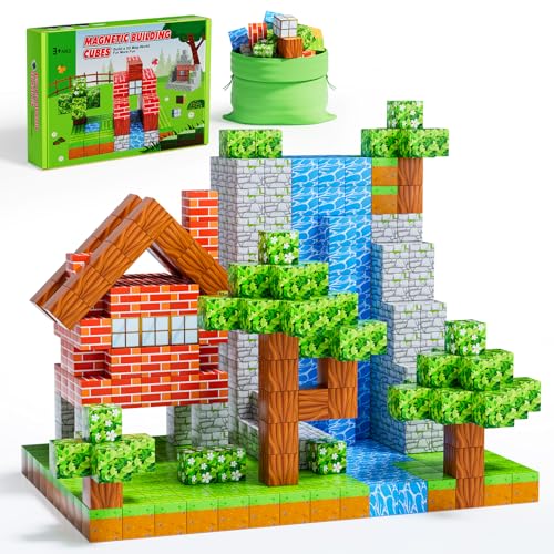 BAHAGULY Magnetische Bausteine 48 Teile, Baue Mine Magnet Welt Set Magnetisches Fliesen Kinder Spielzeug Geschenk für Jungen und Mädchen von 3+ 4 5 6 7 8 Jahren Kreative Kinderspielzeug von BAHAGULY