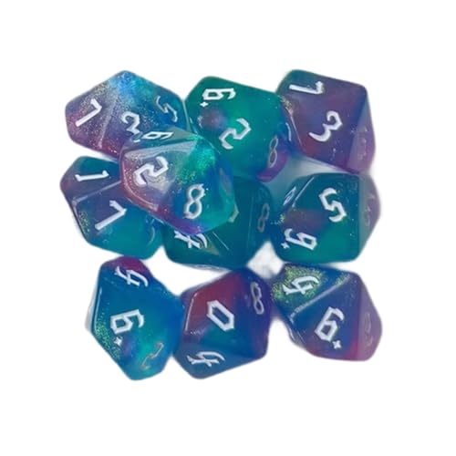 10pcs 10 Sieben Polyedrische Würfel Acryl Spielen Dices Glänzen Farbenfrohe Tabletop Spiel Für Rollenspiele Geeignet von BAHJKASD