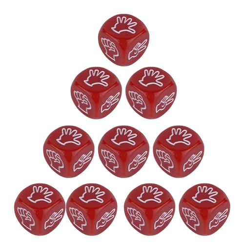 BAHJKASD 10pcs 6 Seiten Acryl Dices 20mm Rock Paper Scissor Game Dices Finger Rateing Game Dices Trinkspiel Party Spielzeug von BAHJKASD