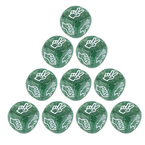 BAHJKASD 10pcs Finger Rateing Game Dices 6 Seiten 20mm Clear Rock Paper Scissor Game Dices Brettspiel Spielzeug Für Familienfeiern von BAHJKASD