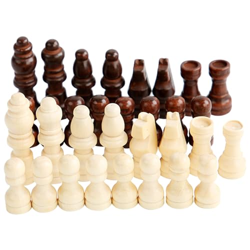 BAHJKASD 32 Stück Internationale Schachfiguren Aus Holz Handgeschnitzt Schachspiel Bauern Figuren Schachbrett Zubehör Langlebig von BAHJKASD