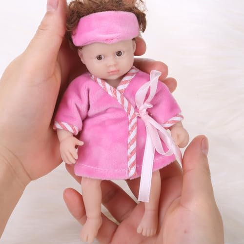 BAHJKASD 16 cm Realistische Schlafpuppe Wiedergeborene Babypuppe Mit Niedlichem Gesicht Lebensecht Pädagogische Wiedergeborene Erziehungsspiel Geschenk von BAHJKASD