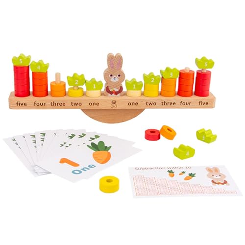 BAHJKASD Ausgewogenes Und Stapelbares Holzkaninchen Spiel Für Kinder Buntes Stapelspielzeug Pädagogisches Spielset 3 Jahren von BAHJKASD