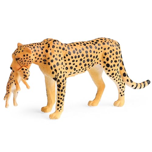 BAHJKASD Detaillierte Modellfigur „Gepard Mit Baby“ Perfekt Für Die Pädagogische Präsentation. Realistische Miniaturen Pädagogische Spielzeugfigur von BAHJKASD