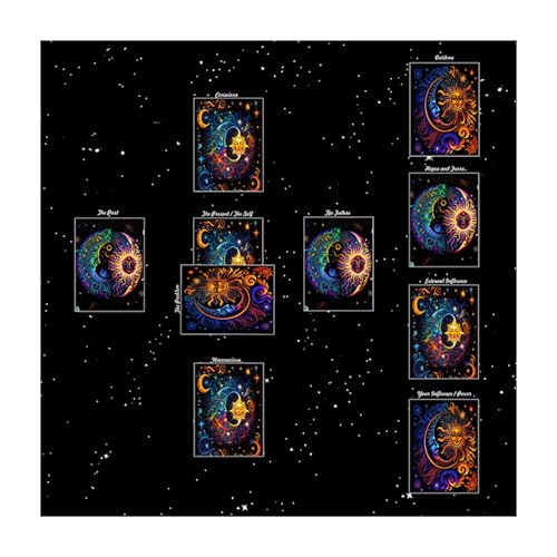 BAHJKASD Divinations Tischdecke Kartenmatte Tisch Deckt Astrologische Orakel Pad Tarot Tischtuch Altars Stoffbrettspielpolster von BAHJKASD