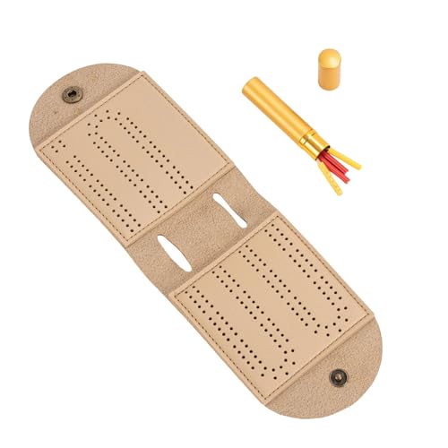 BAHJKASD Falten Cribbage Board Mit Metal Pegs Leder Cribbage Brettspiel Set Tragbares Brettspiel Für Innen Campingspiele von BAHJKASD