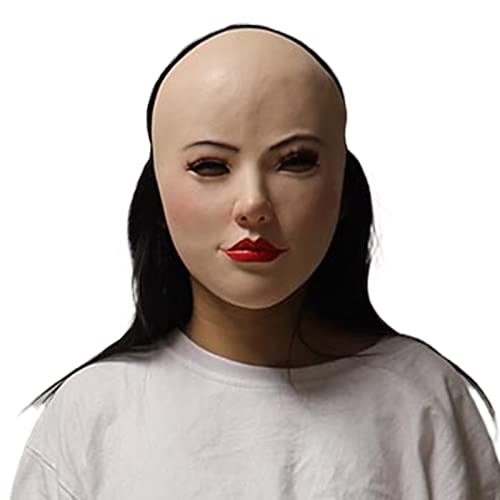 BAHJKASD Frauen-Disguise Kopfbedeckung für Verkleidungen, Transvestiten-Kostüm, Pretend Maske, Halloween, Cosplay, Maske für Männer, weibliche Verkleidung, Halloween, Cosplay für Männer von BAHJKASD