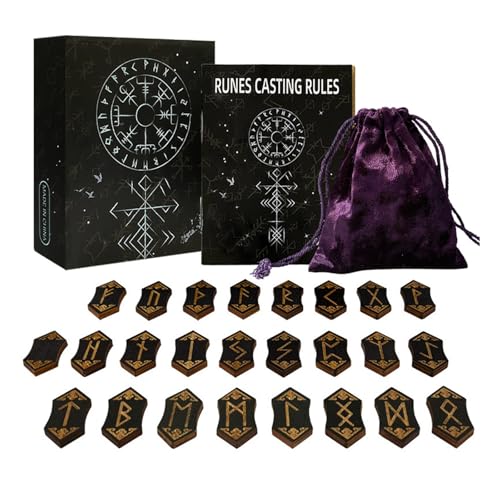 BAHJKASD Hand Holzkarte Set Mit Tasche 24 Piece Nordics Card Für Spirituelle Anleitung Für Die Unterhaltung des Wahrsagungsspiels von BAHJKASD