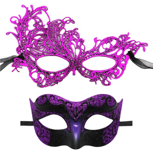 BAHJKASD Pack Von 2 Zarten Und Ihre Maskeraden Maske Charme Paar Maske Accessoires Kostüm Und Halloween Spaß von BAHJKASD