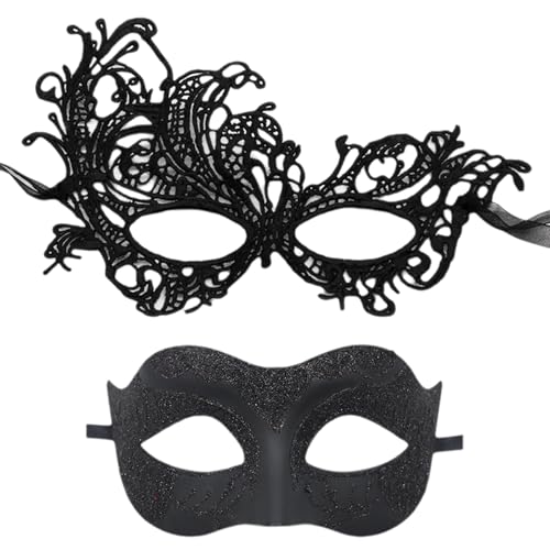 BAHJKASD Pack Von 2 Zarten Und Ihre Maskeraden Maske Charme Paar Maske Accessoires Kostüm Und Halloween Spaß von BAHJKASD