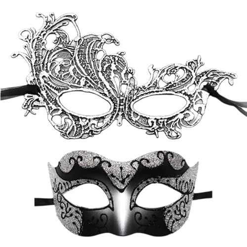 BAHJKASD Pack Von 2 Zarten Und Ihre Maskeraden Maske Charme Paar Maske Accessoires Kostüm Und Halloween Spaß von BAHJKASD