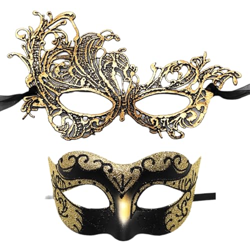 BAHJKASD Pack Von 2 Zarten Und Ihre Maskeraden Maske Charme Paar Maske Accessoires Kostüm Und Halloween Spaß von BAHJKASD