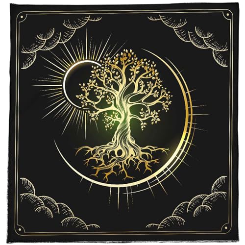 BAHJKASD Quadratische Weissagungs Tischdecke Mond Sonne Baum Astrologie Tischdecke Tarotkarte Tischdecke Hexerei Versorgung von BAHJKASD