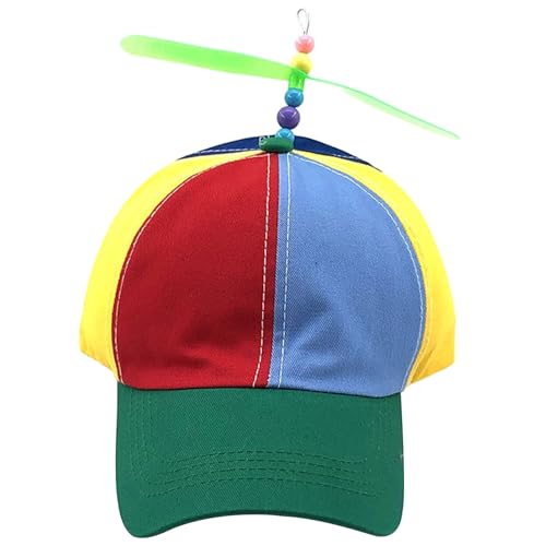 BAHJKASD Regenbogenfarbene Baseballmütze Mit Abnehmbarem Propeller Lustige Kopfbedeckung Sonnenhut Baseballmütze Für Geburtstagsfeier Erwachsenenhut von BAHJKASD