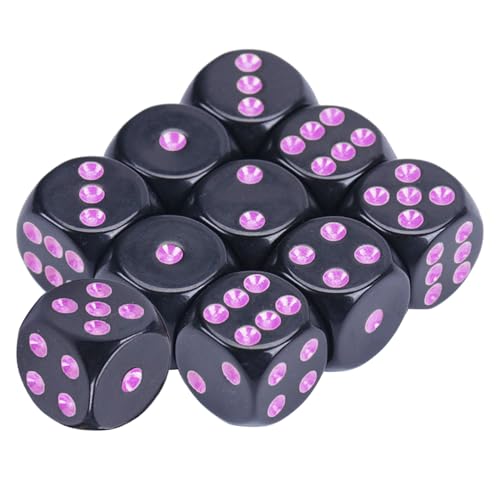 BAHJKASD Rounds Corner Sechsseitige Würfel Großpackung Mit 10 Farblich Sortierten 16-mm Acrylwürfeln Mit Zahlenpunkten Für Kinder von BAHJKASD