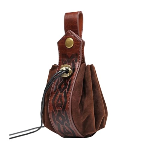 BAHJKASD Vintage Kordelzug Tasche PU Leder Hüfttasche Mittelalterliche Stile Würfel Tasche Halloween Geldbörse Für Cosplay Party von BAHJKASD