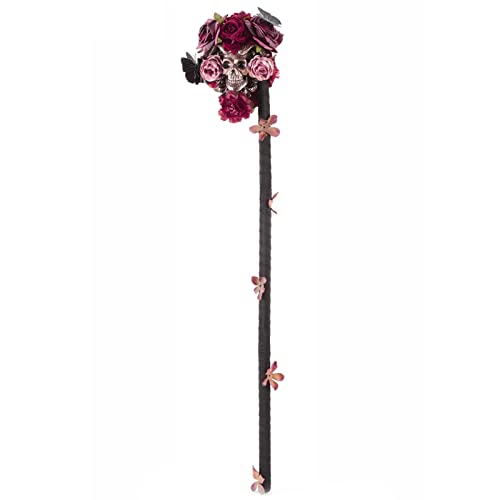 Halloween Walking Skull Handle Flowers Rose Skull Walking Stick Skull Walking von BAHJKASD