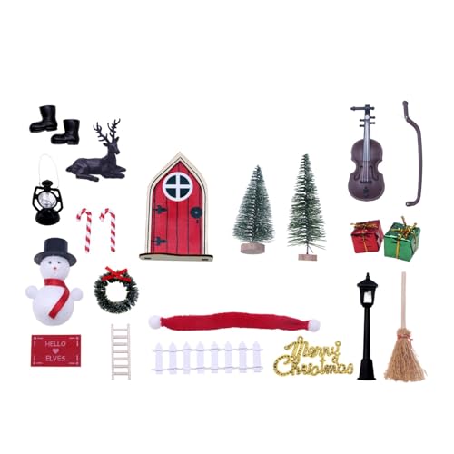 Weihnachten Puppenhaus Dekor Set Puppenhaus Miniatur Zubehör Baum Geschenkboxen Schneemänner Dekorationen Partyzubehör von BAHJKASD