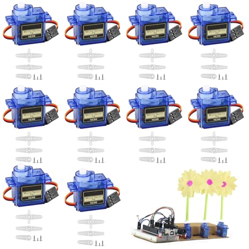 10 Stück 9G Micro Servo Motor : Mini Servomotor für Arduino, Mini Modellbau Servos mit Kabel, Micro Servo Motor für RC Robot Arm/Hand/Gehen Helikopter Flugzeug Auto Boot Steuerung von BAIFULAI